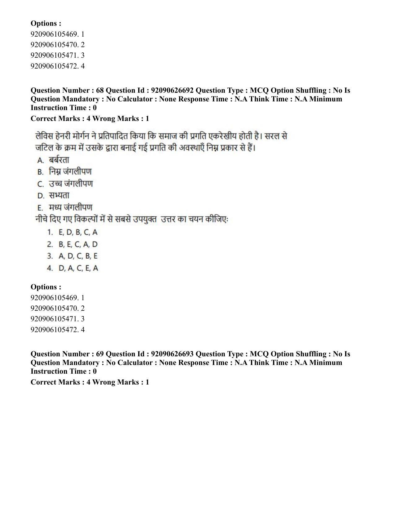 CUET PG 2023: HUQP02 – Anthropology (Eng) - Shift 2 (26-06-2023) Question Paper - Page 68
