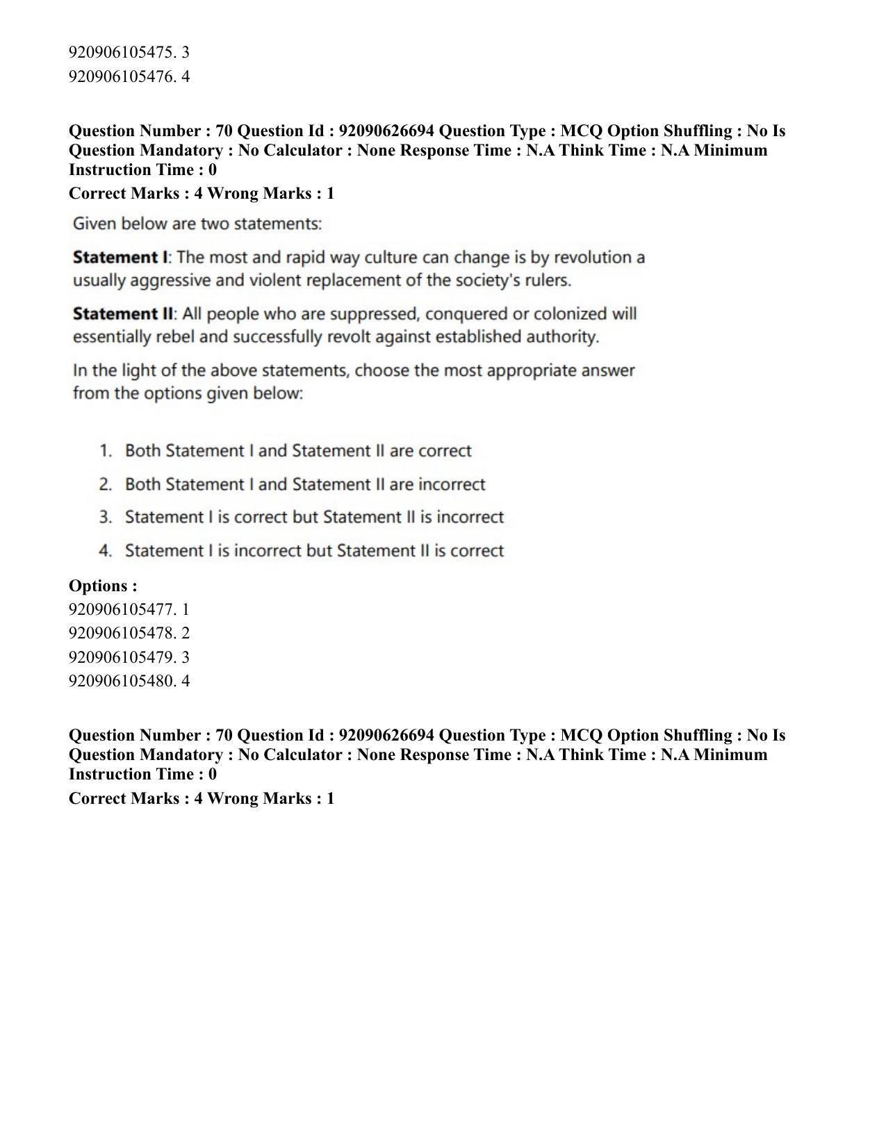 CUET PG 2023: HUQP02 – Anthropology (Eng) - Shift 2 (26-06-2023) Question Paper - Page 70