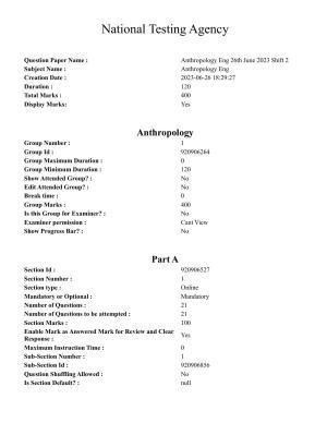 CUET PG 2023: HUQP02 – Anthropology (Eng) - Shift 2 (26-06-2023) Question Paper