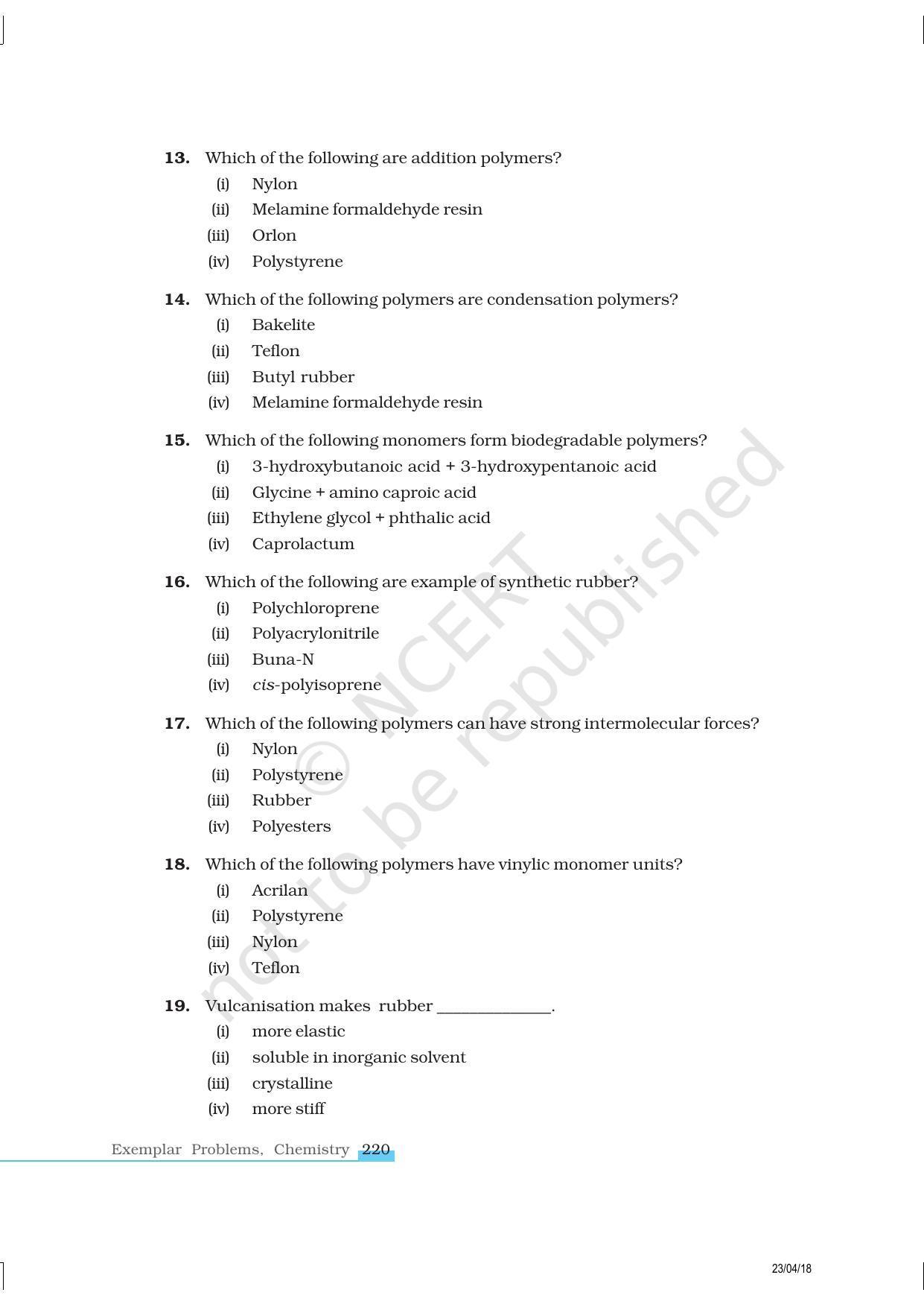 NCERT Exemplar Book for Class 12 Chemistry: Chapter 15 Polymers - Page 4