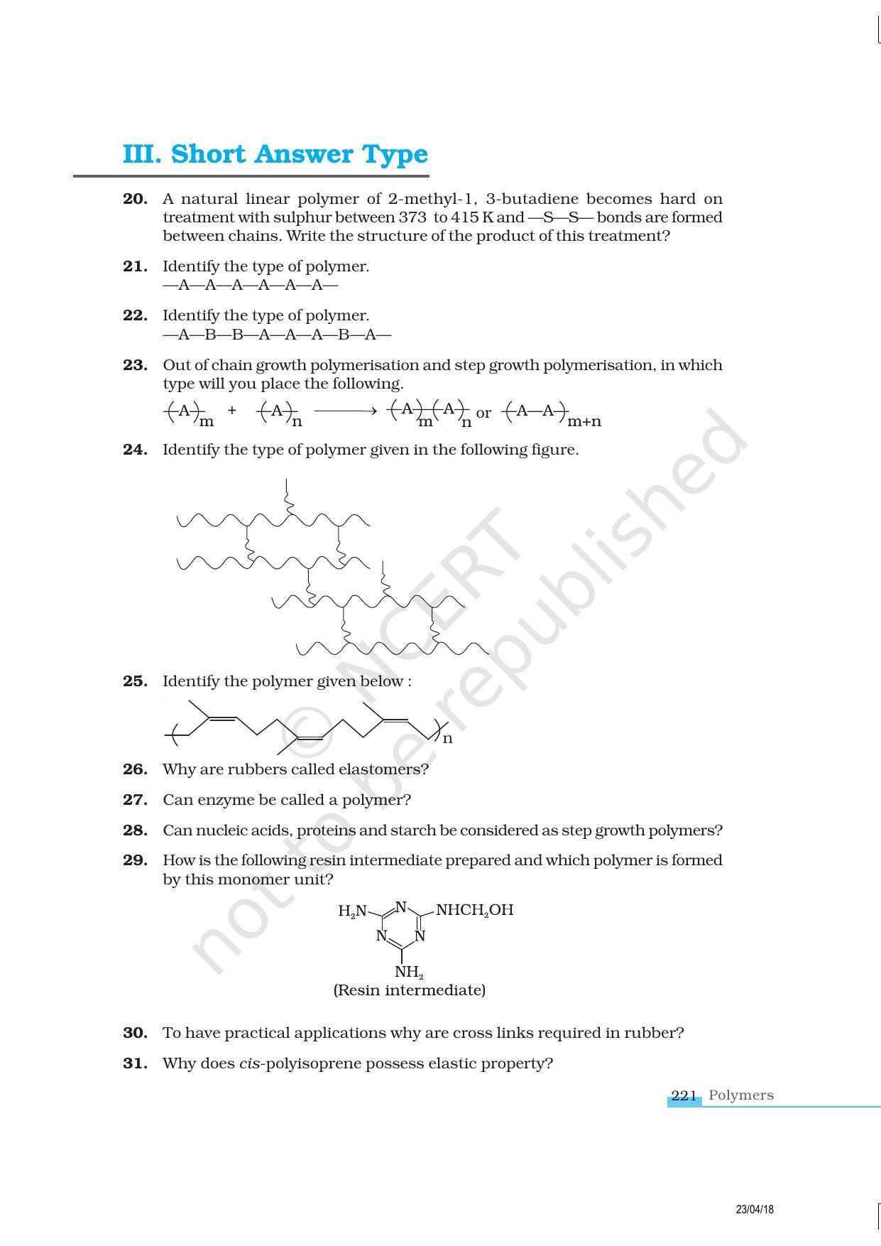 NCERT Exemplar Book for Class 12 Chemistry: Chapter 15 Polymers - Page 5