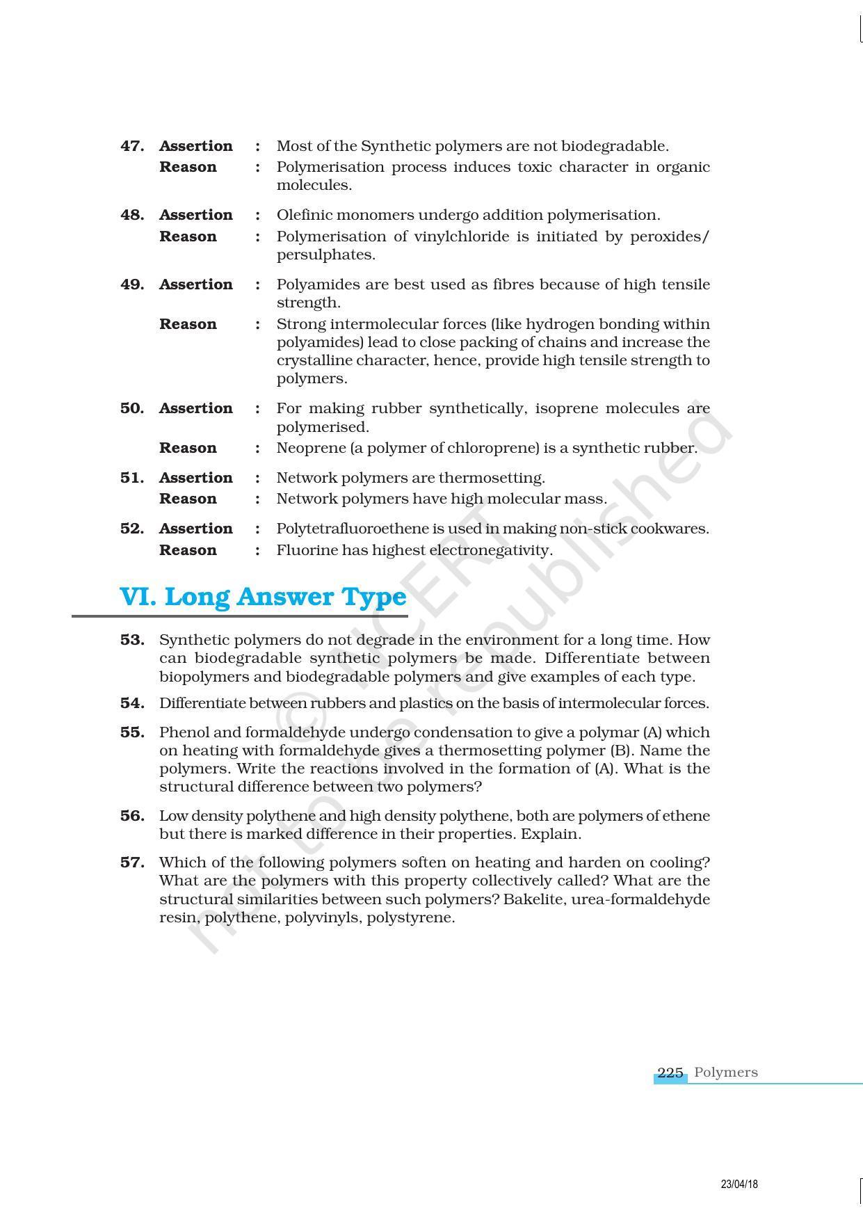 NCERT Exemplar Book for Class 12 Chemistry: Chapter 15 Polymers - Page 9