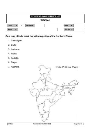 Worksheet for Class 4 Social Science Northern Plains Assignment