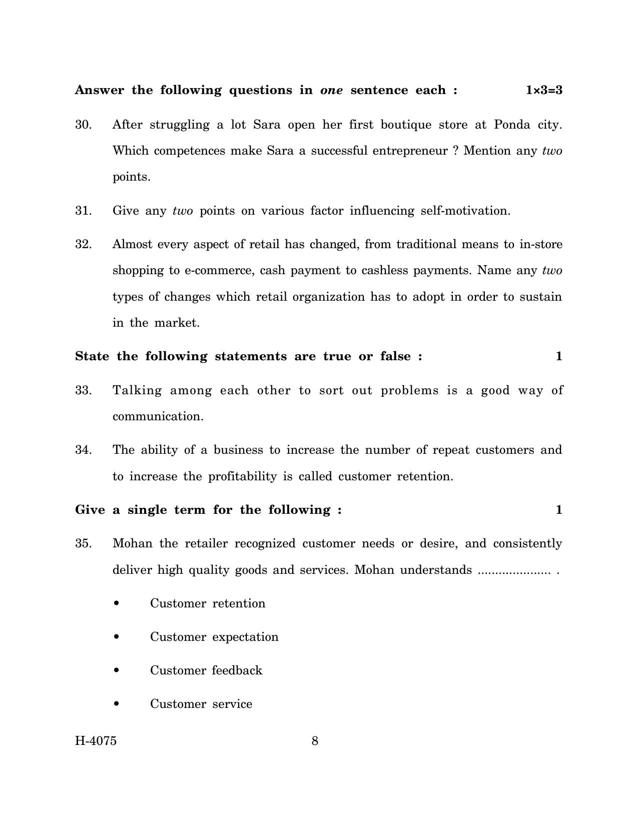 Goa Board Class 12 Retail (March 2024) Question Paper - Page 8