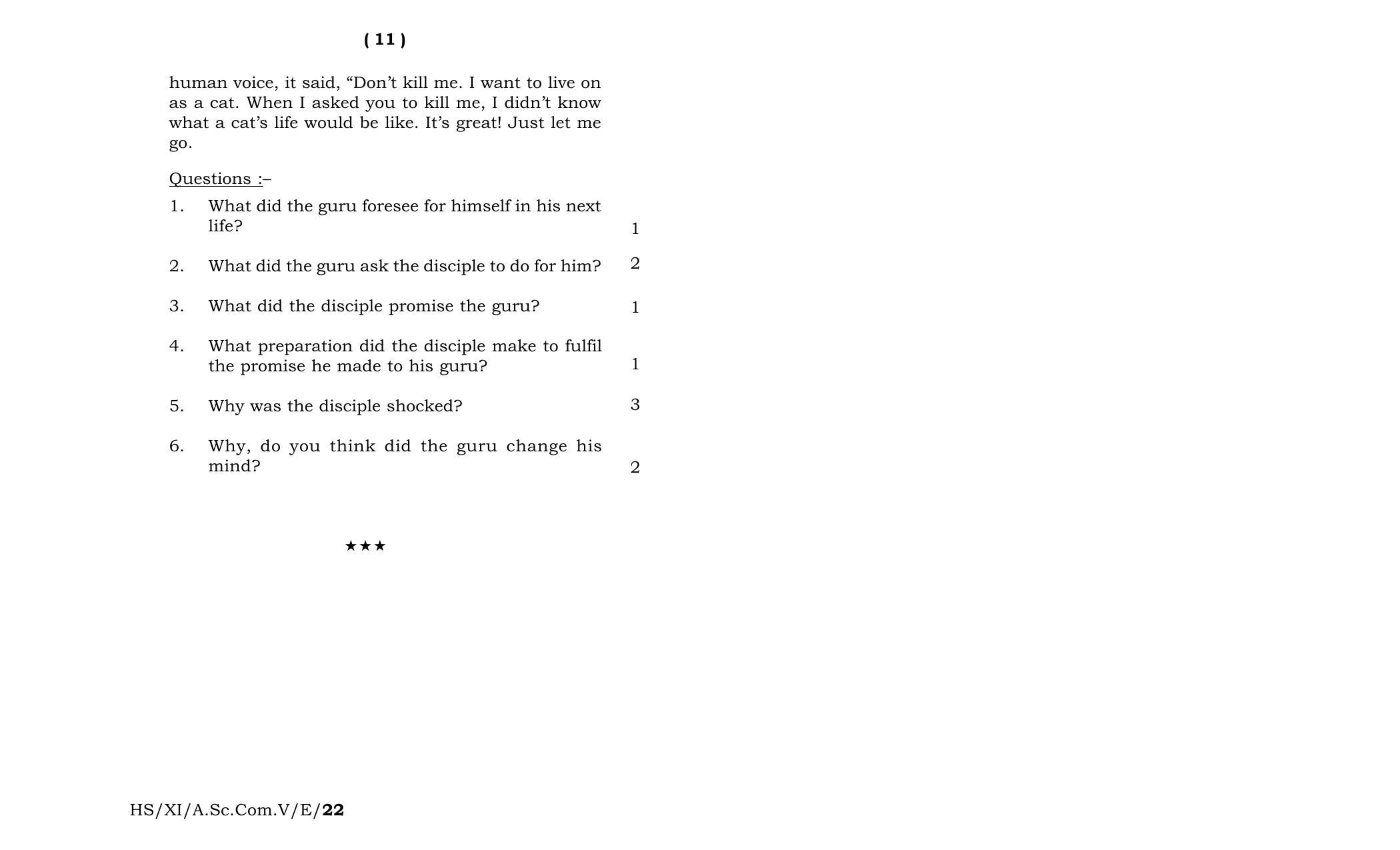 Meghalaya Board (MBOSE) Class 11 English (theory) 2022 Question Paper - Page 6