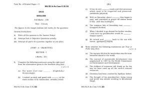 Meghalaya Board (MBOSE) Class 11 English (theory) 2022 Question Paper