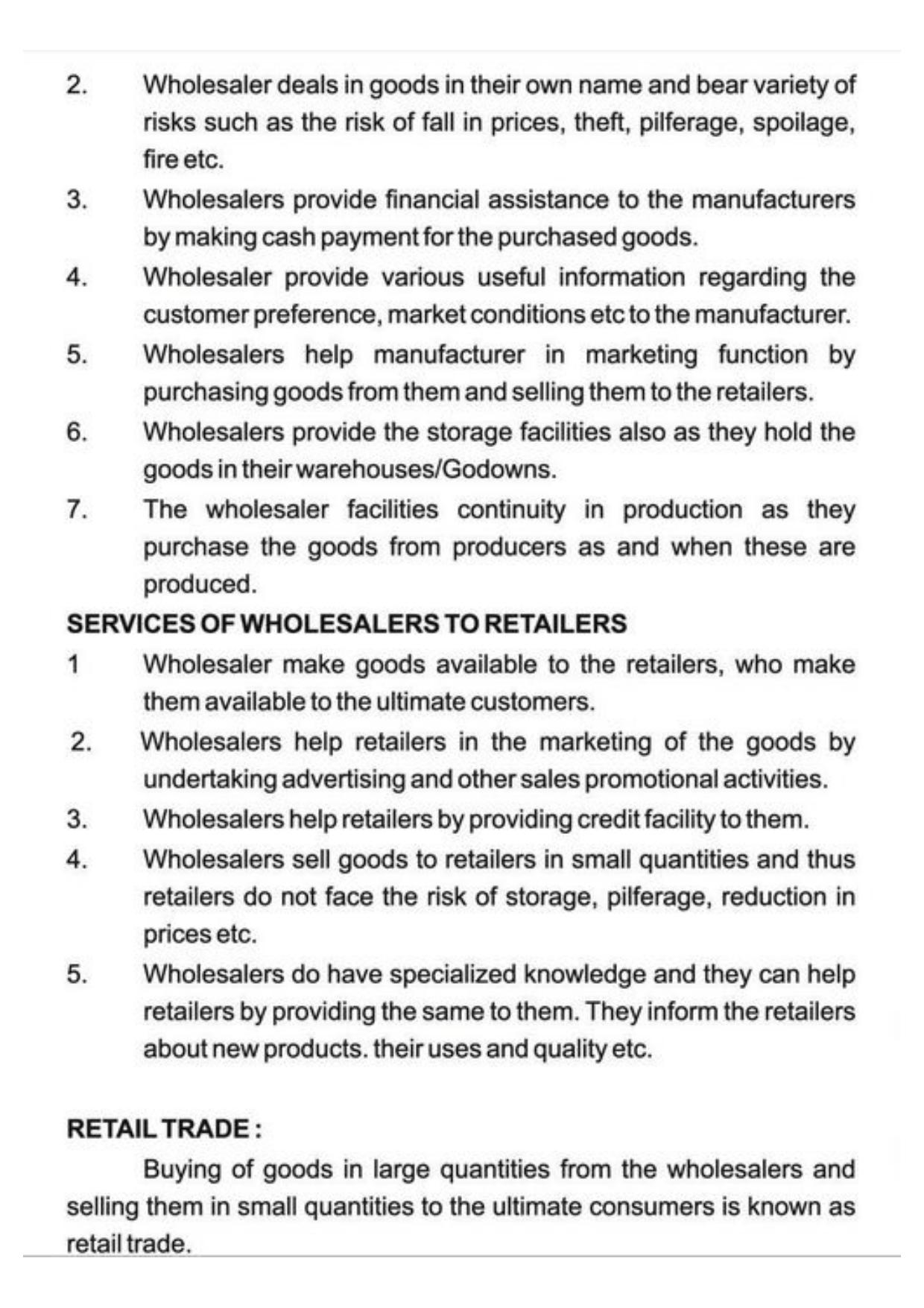 Class 11 Notes, Question & Practice Paper - Business Studies (Topic 9 : Internal Trade) - Page 3