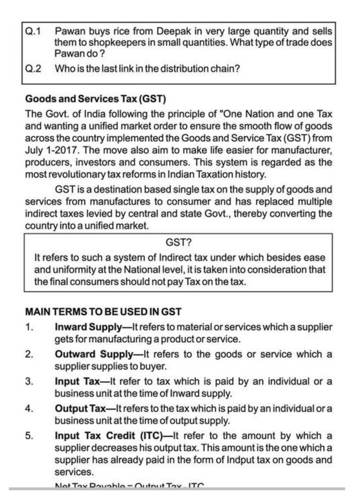 Class 11 Notes, Question & Practice Paper - Business Studies (Topic 9 : Internal Trade) - Page 5