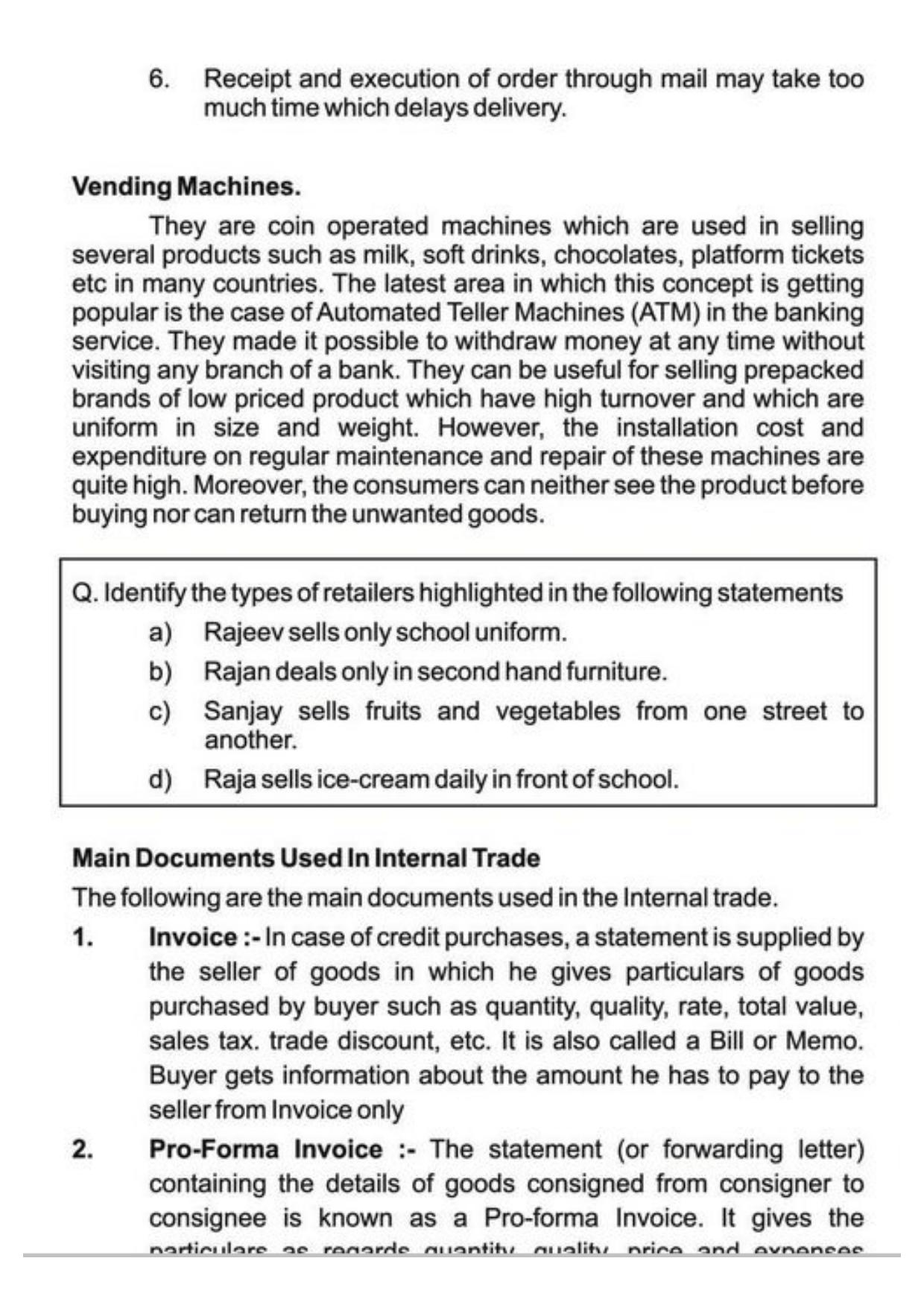 Class 11 Notes, Question & Practice Paper - Business Studies (Topic 9 : Internal Trade) - Page 14