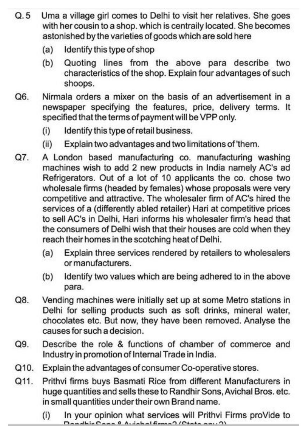 Class 11 Notes, Question & Practice Paper - Business Studies (Topic 9 : Internal Trade) - Page 20