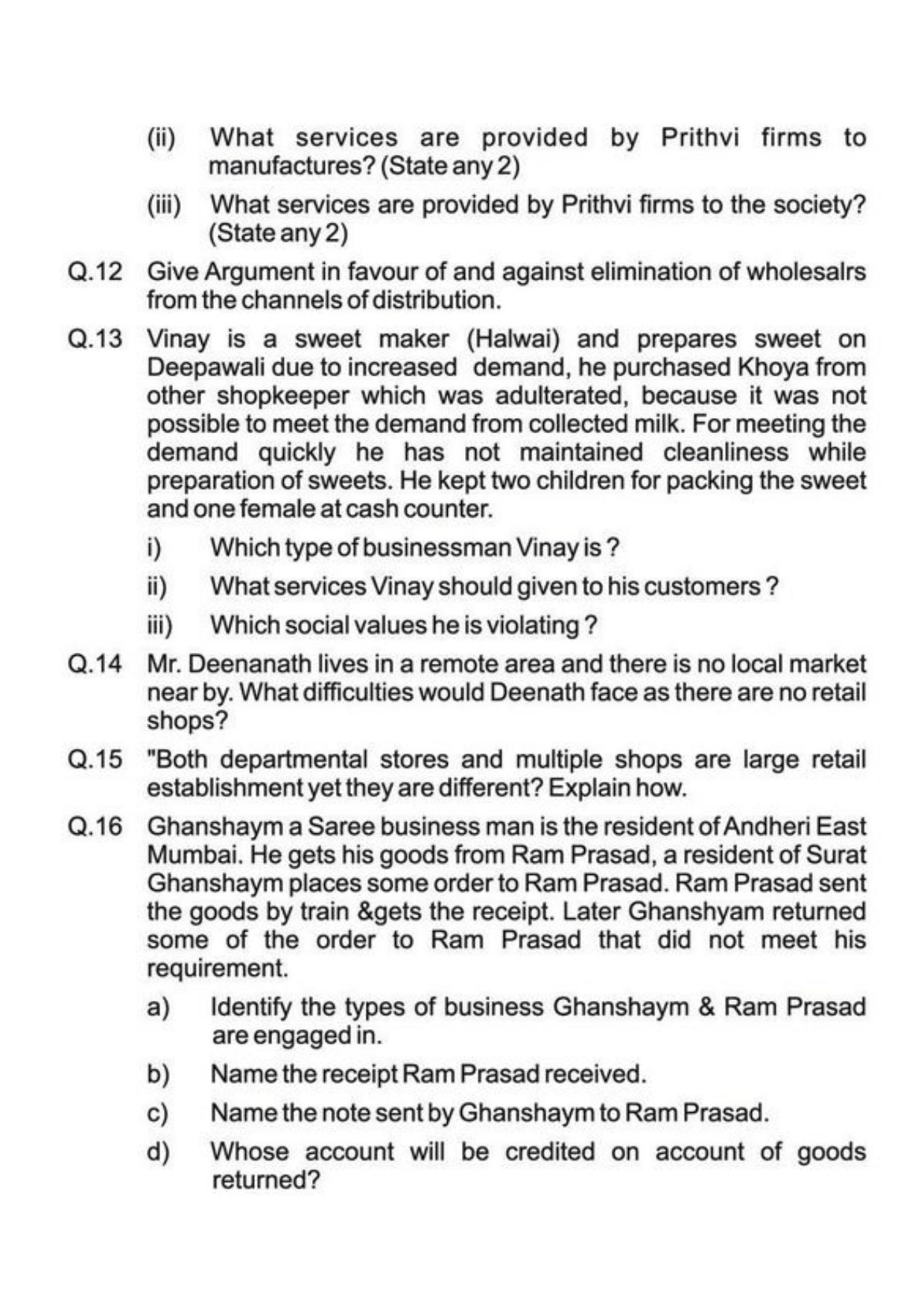 Class 11 Notes, Question & Practice Paper - Business Studies (Topic 9 : Internal Trade) - Page 21
