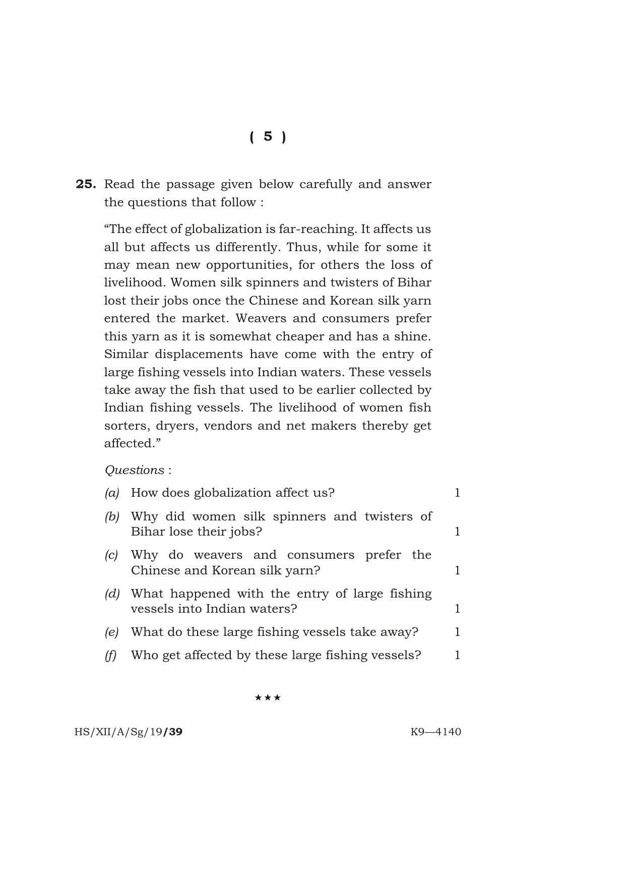 Meghalaya Board (MBOSE) Class 12 SOCIOLOGY 2019 Question Paper - Page 5