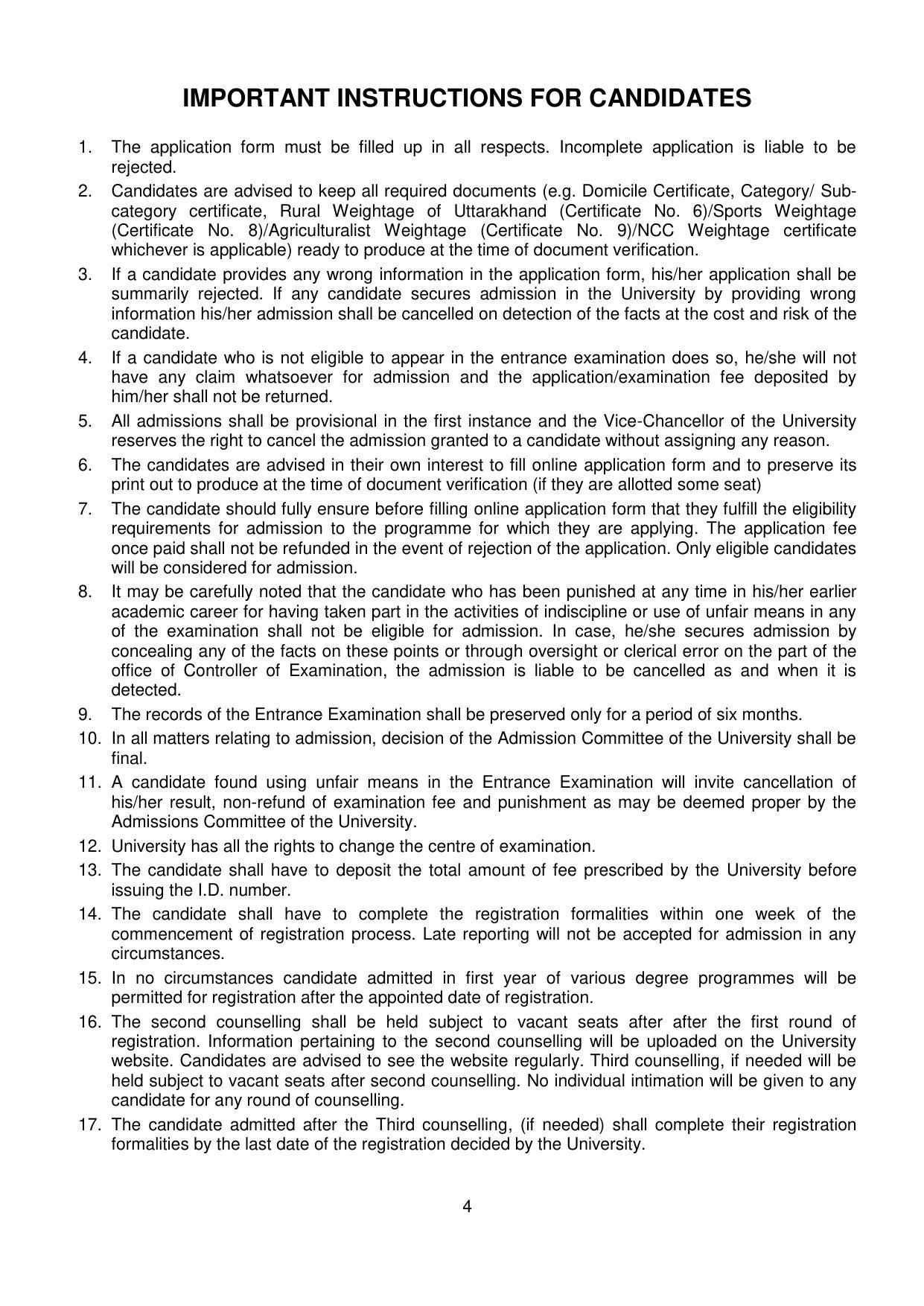 GBPUAT Entrance Exam Prospectus 2023 - Page 4