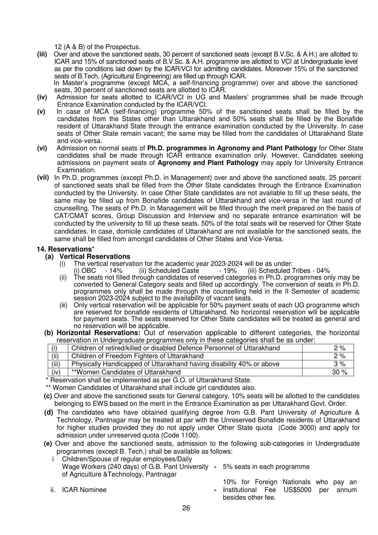 GBPUAT Entrance Exam Prospectus 2023 - Page 26