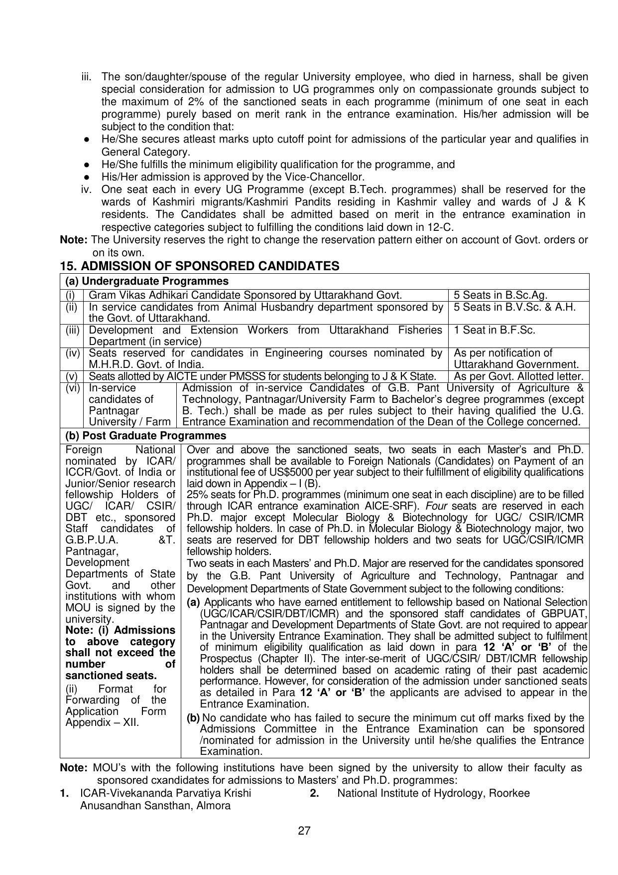 GBPUAT Entrance Exam Prospectus 2023 - Page 27