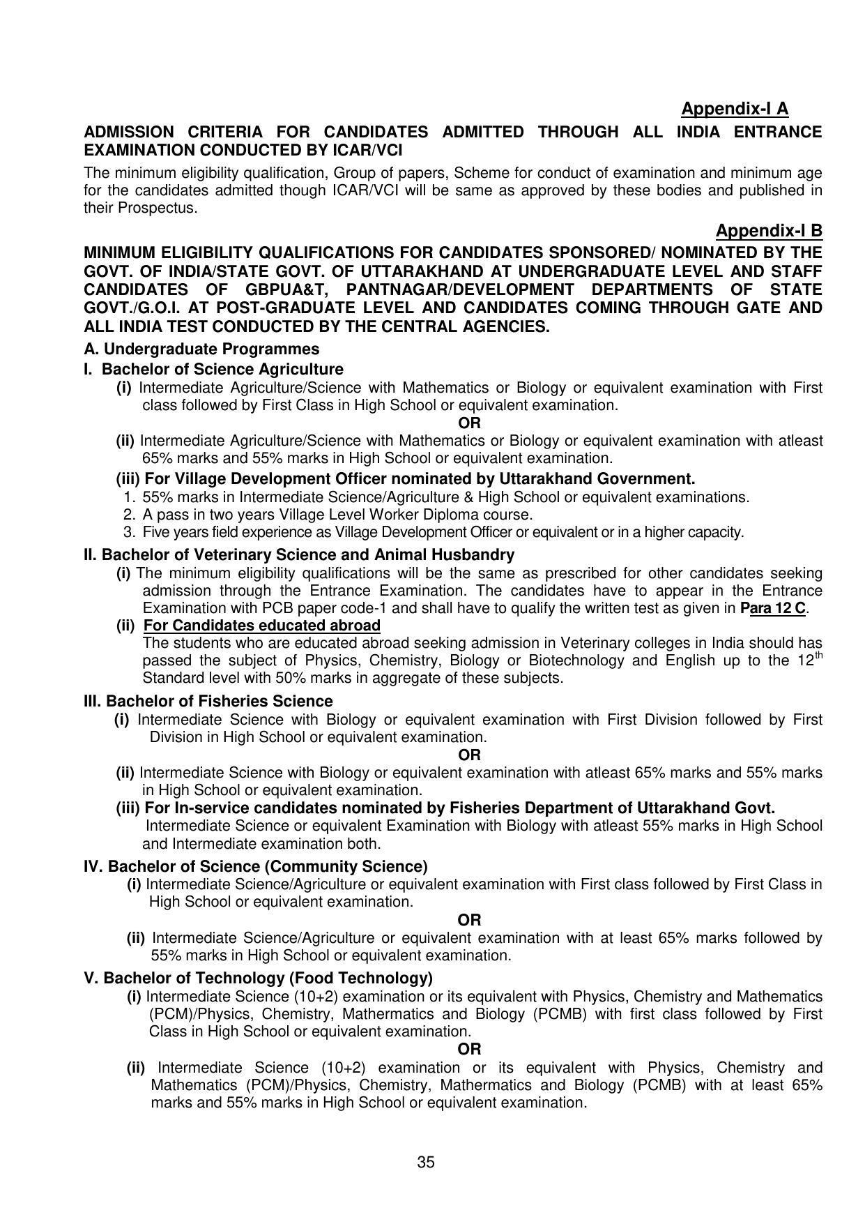 GBPUAT Entrance Exam Prospectus 2023 - Page 35
