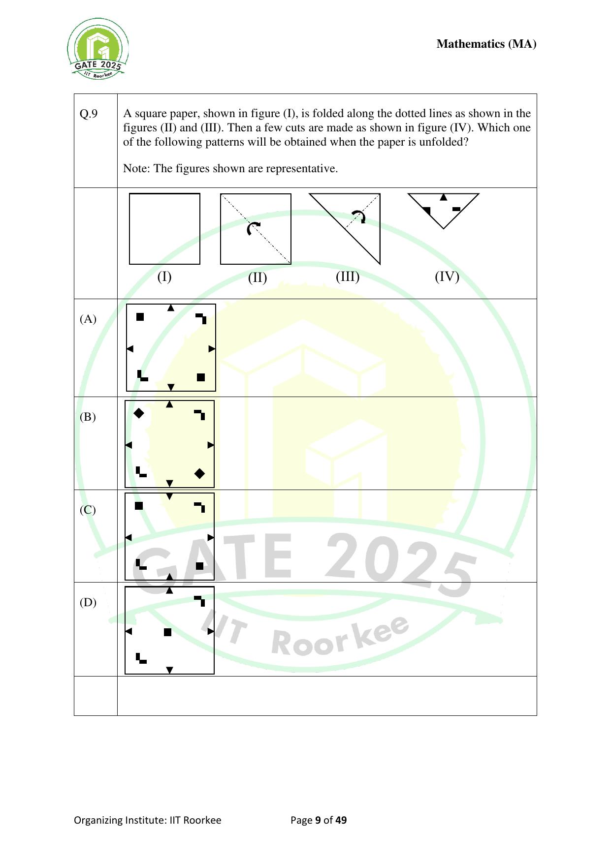 GATE 2025 Mathematics (MA) Question Paper - Page 9