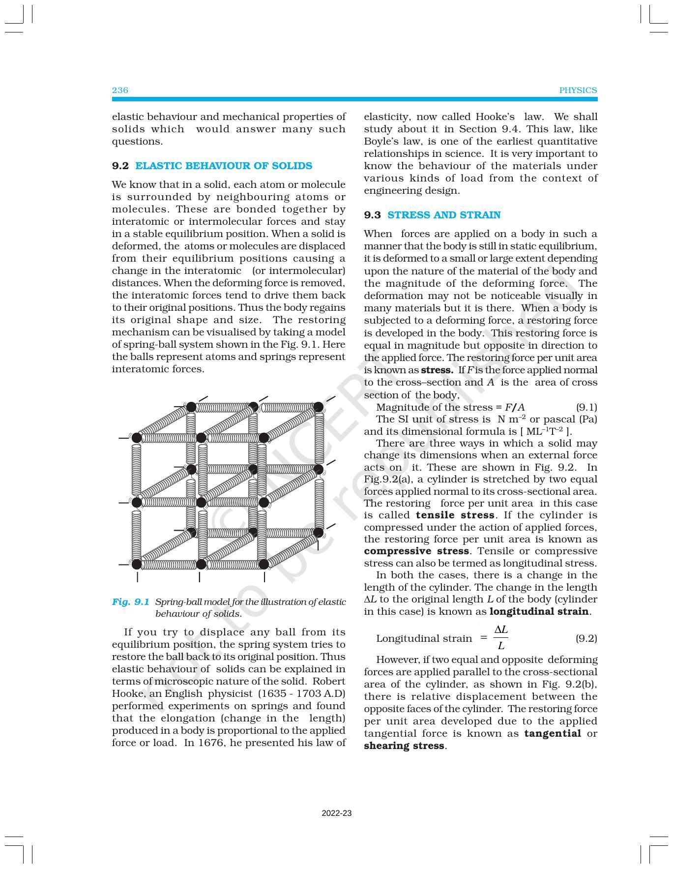 NCERT Book for Class 11 Physics Chapter 9 Mechanical Properties of Solids - Page 2