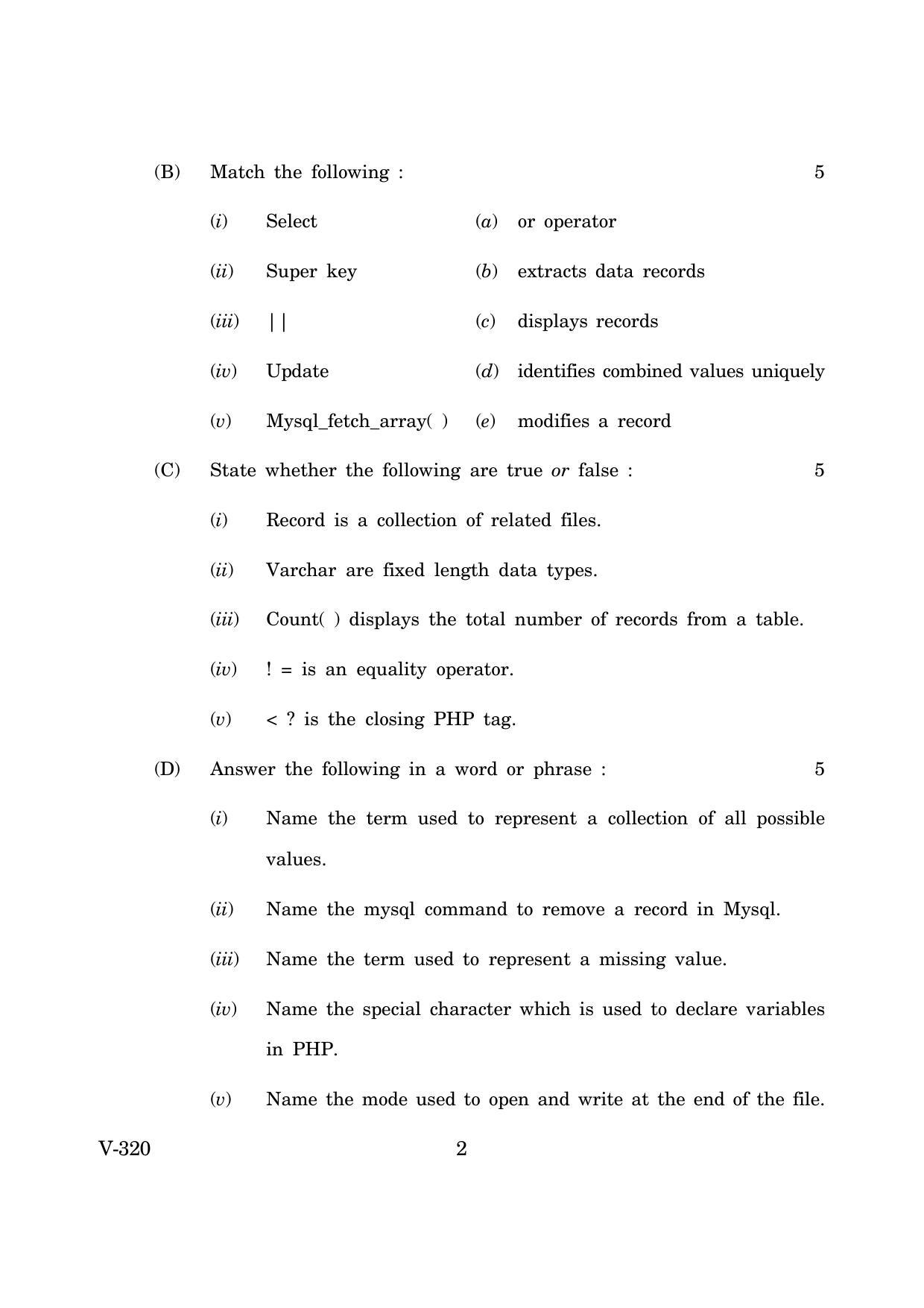 Goa Board Class 12 Web Technology (CWSN) 2019 (March 2019) Question Paper - Page 2