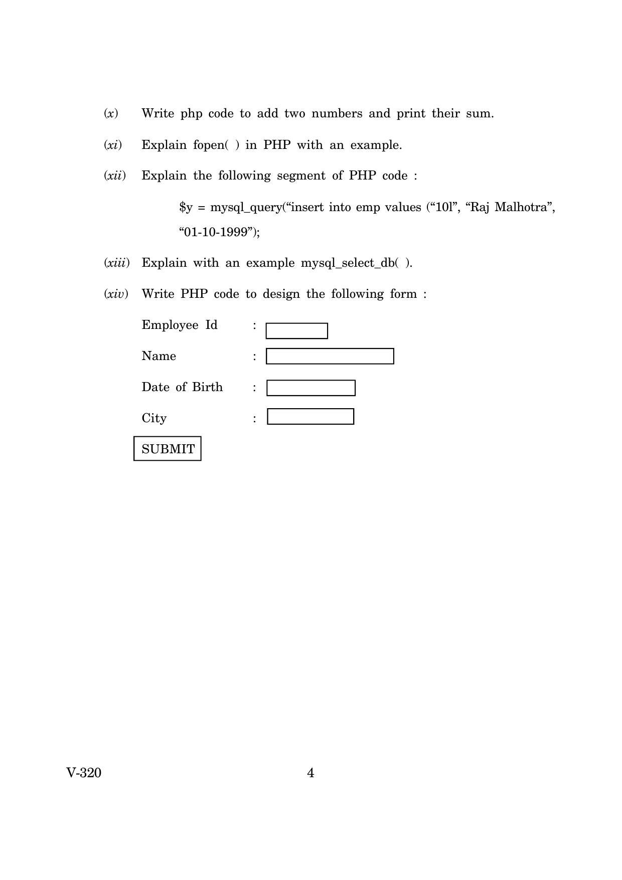 Goa Board Class 12 Web Technology (CWSN) 2019 (March 2019) Question Paper - Page 4