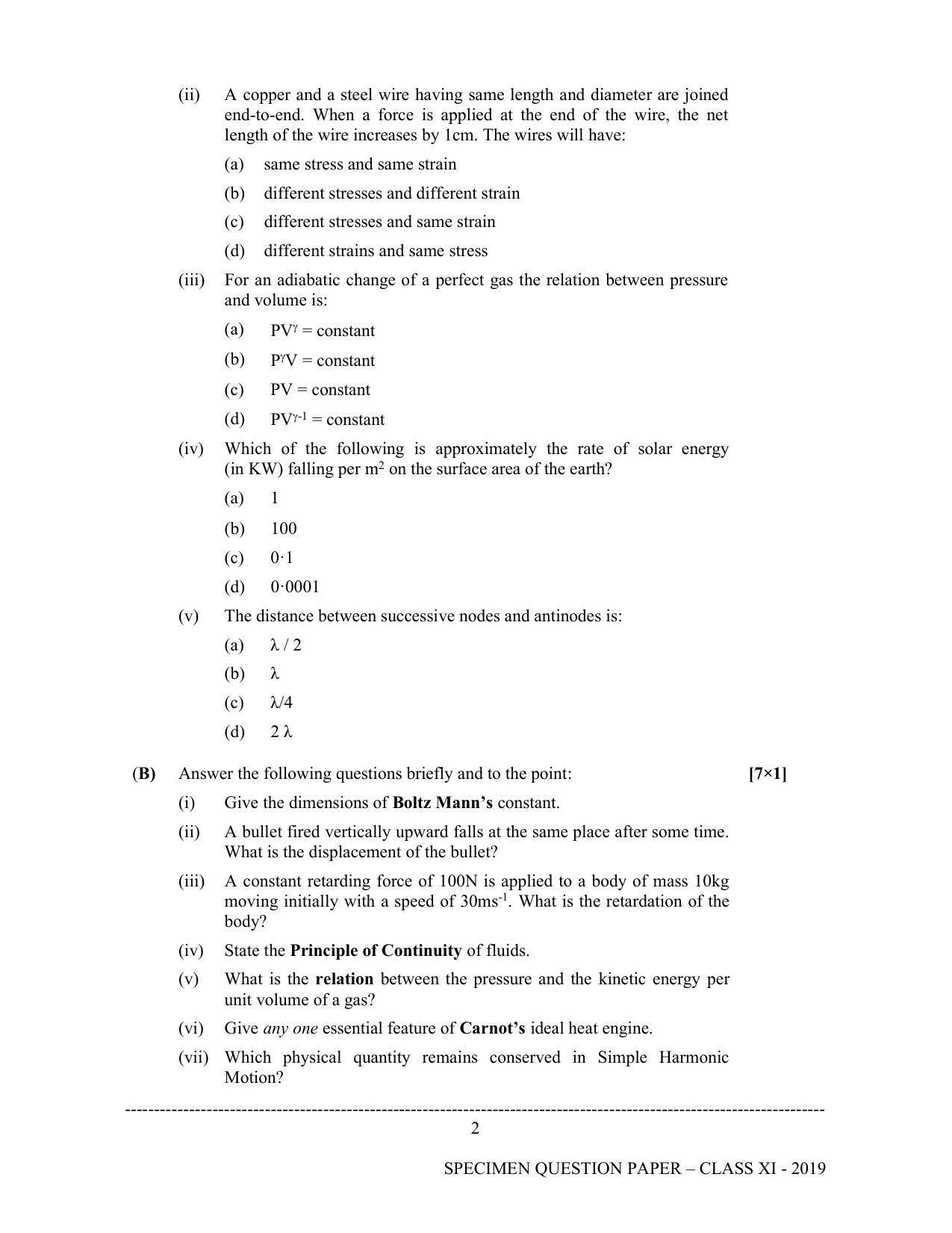 ISC Class 11 Specimen Physics Sample Papers 2023 - Page 2