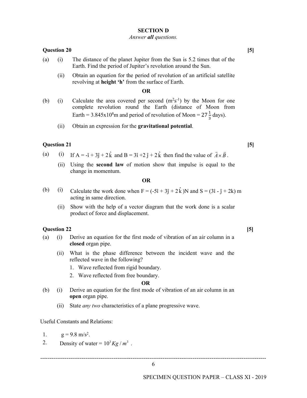 ISC Class 11 Specimen Physics Sample Papers 2023 - Page 6