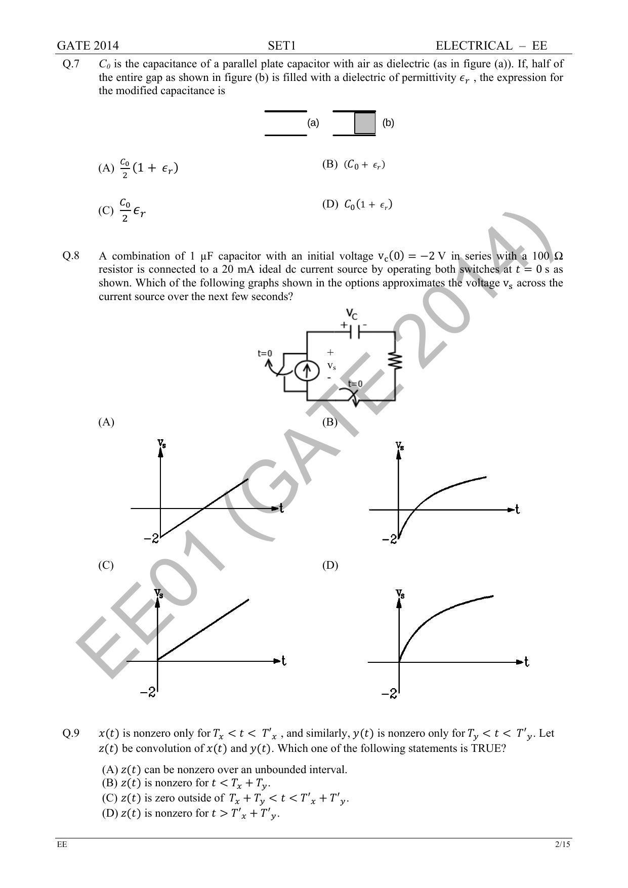 GATE 2014 Electrical Engineering (EE) Question Paper with Answer Key - Page 9