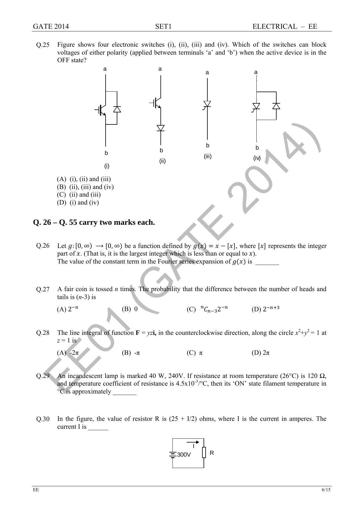 GATE 2014 Electrical Engineering (EE) Question Paper with Answer Key - Page 13