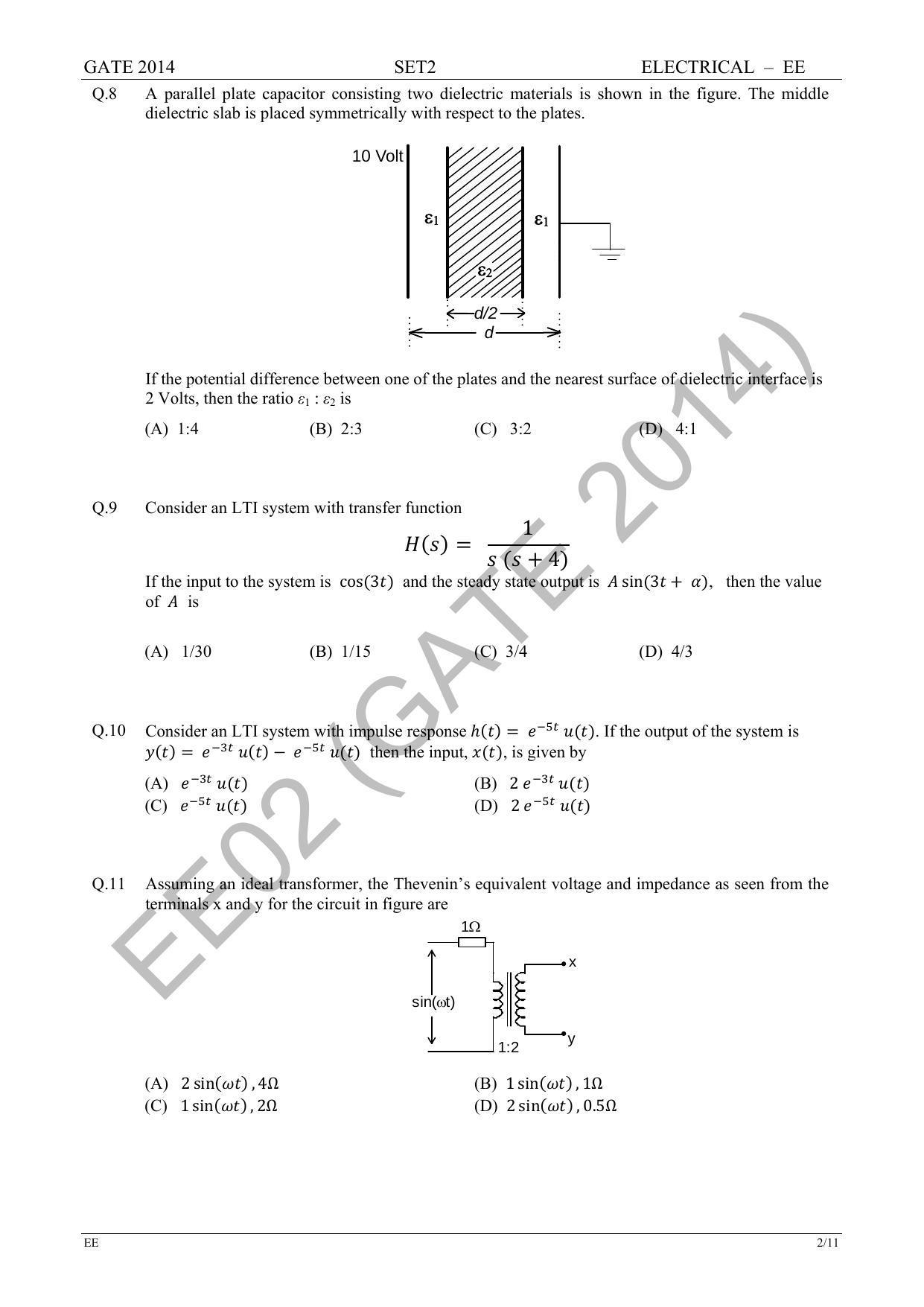 GATE 2014 Electrical Engineering (EE) Question Paper with Answer Key - Page 32