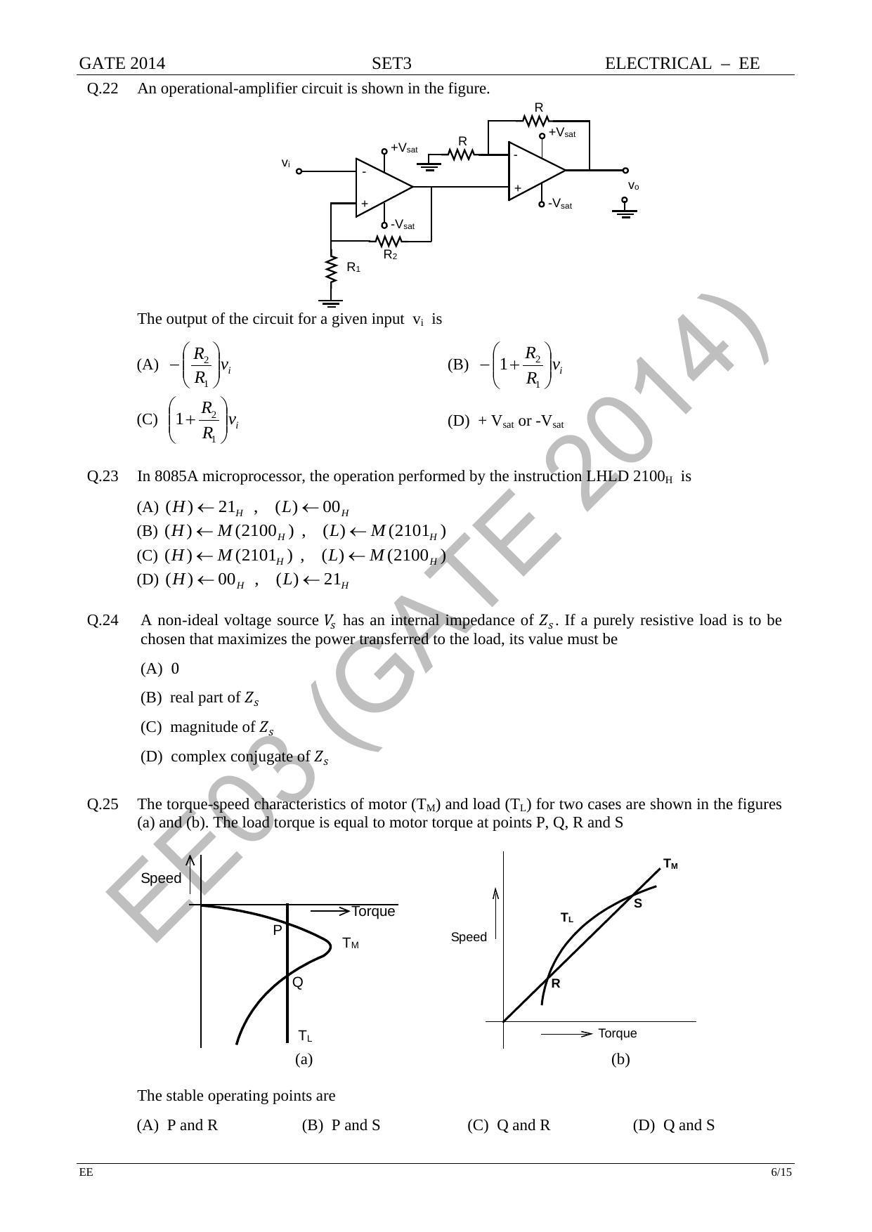 GATE 2014 Electrical Engineering (EE) Question Paper with Answer Key - Page 55