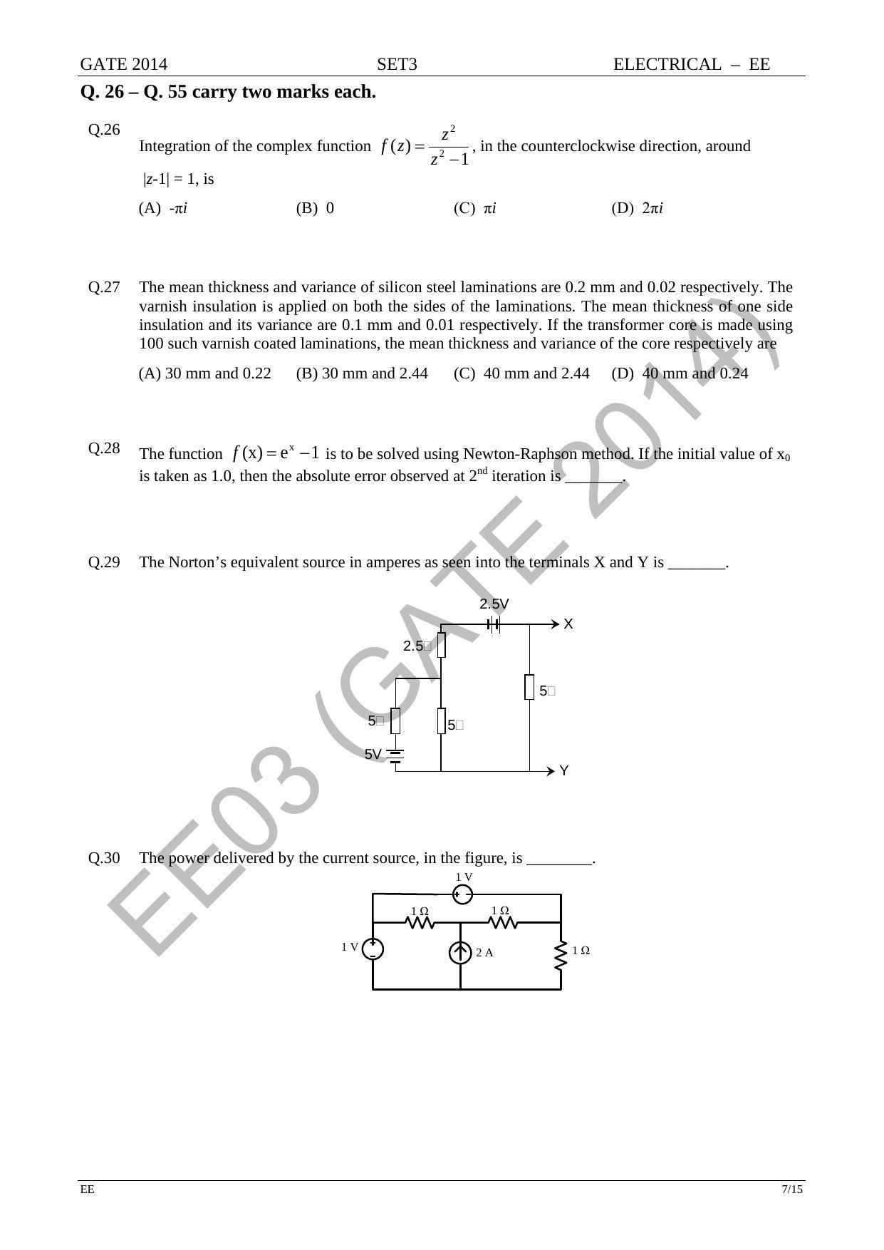 GATE 2014 Electrical Engineering (EE) Question Paper with Answer Key - Page 56
