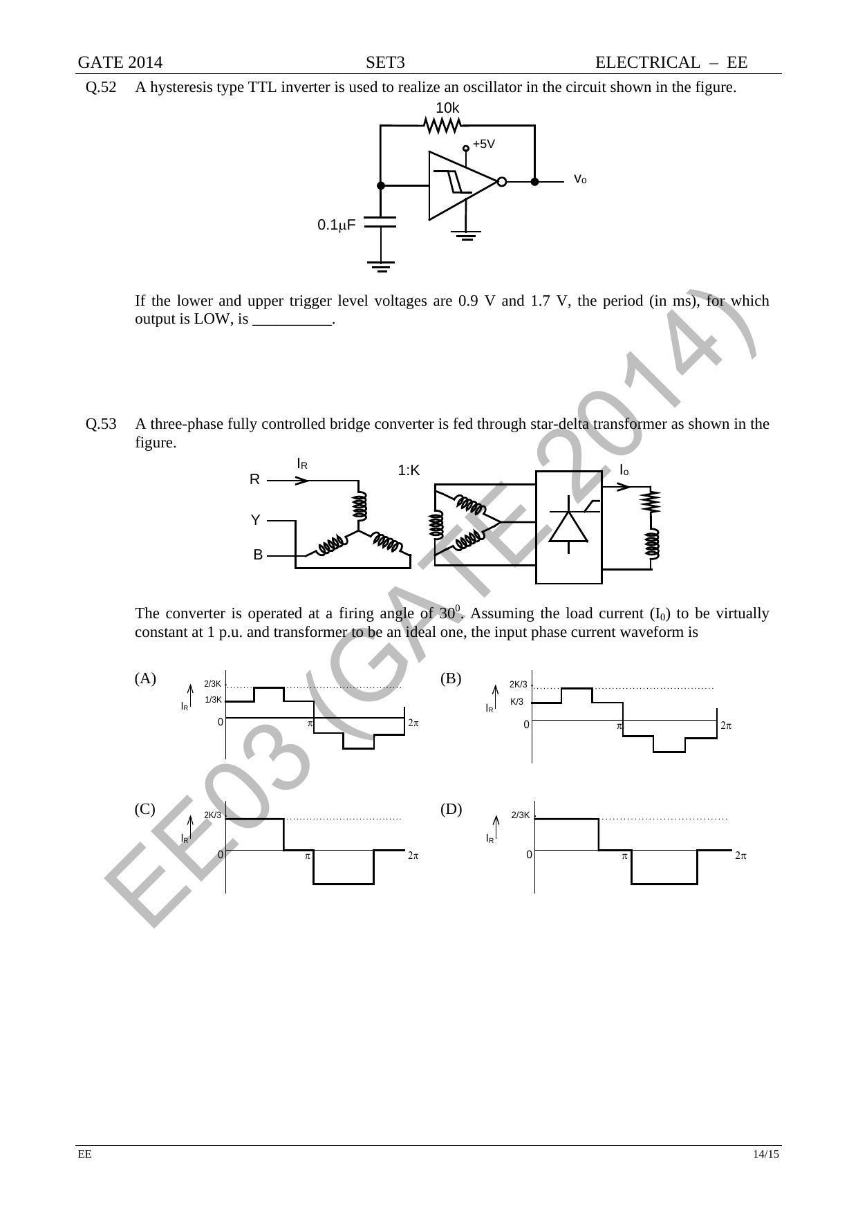 GATE 2014 Electrical Engineering (EE) Question Paper with Answer Key - Page 63