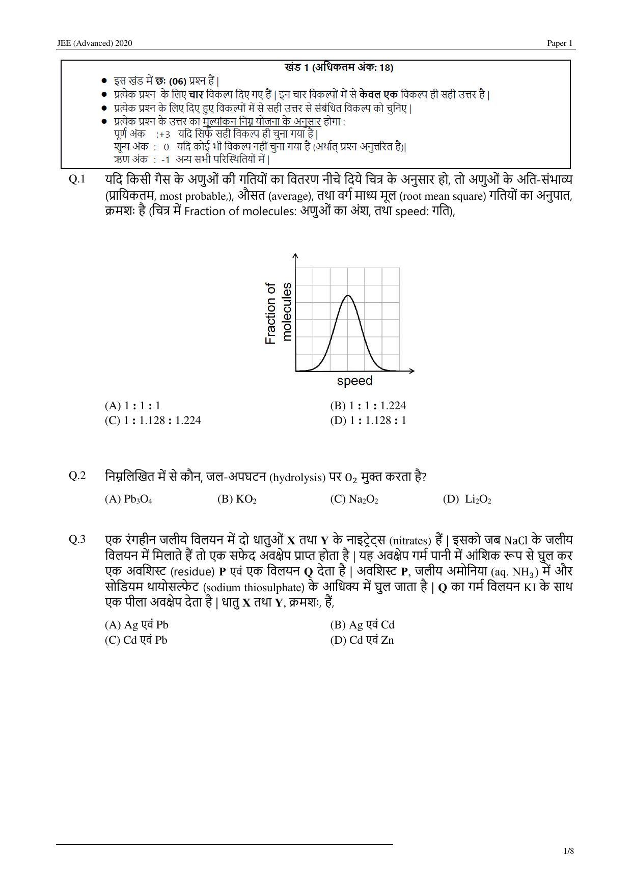 JEE (Advanced) 2020 Paper I - Hindi Question Paper - Page 13