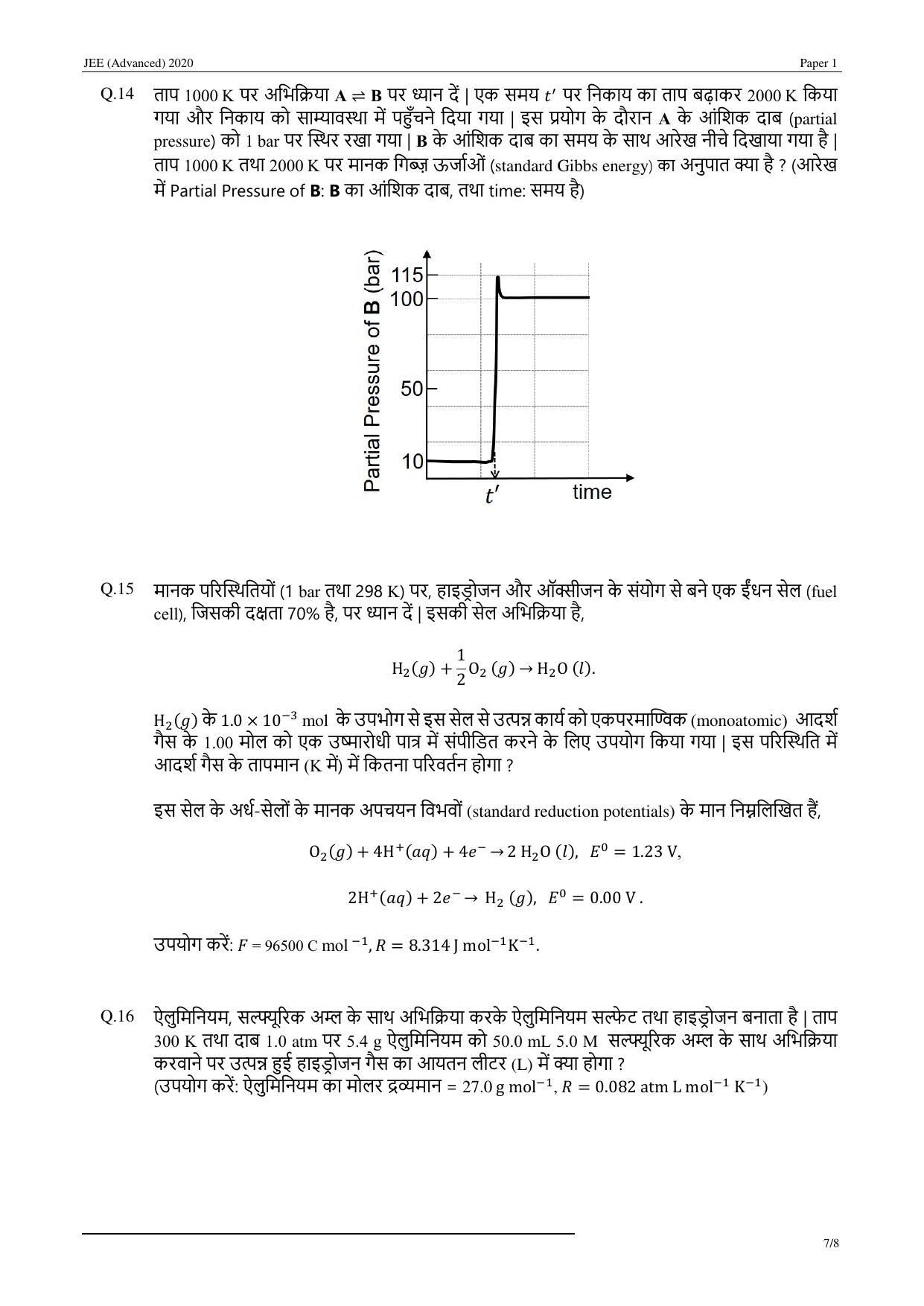 JEE (Advanced) 2020 Paper I - Hindi Question Paper - Page 19