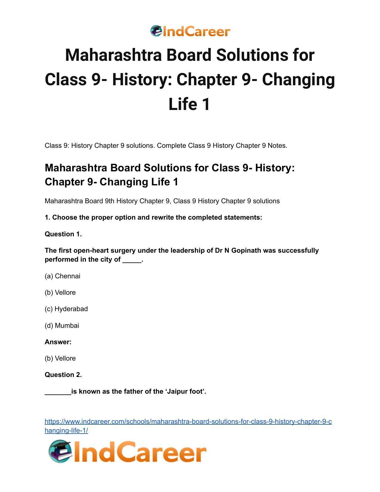 Maharashtra Board Solutions for Class 9- History: Chapter 9- Changing Life 1 - Page 2