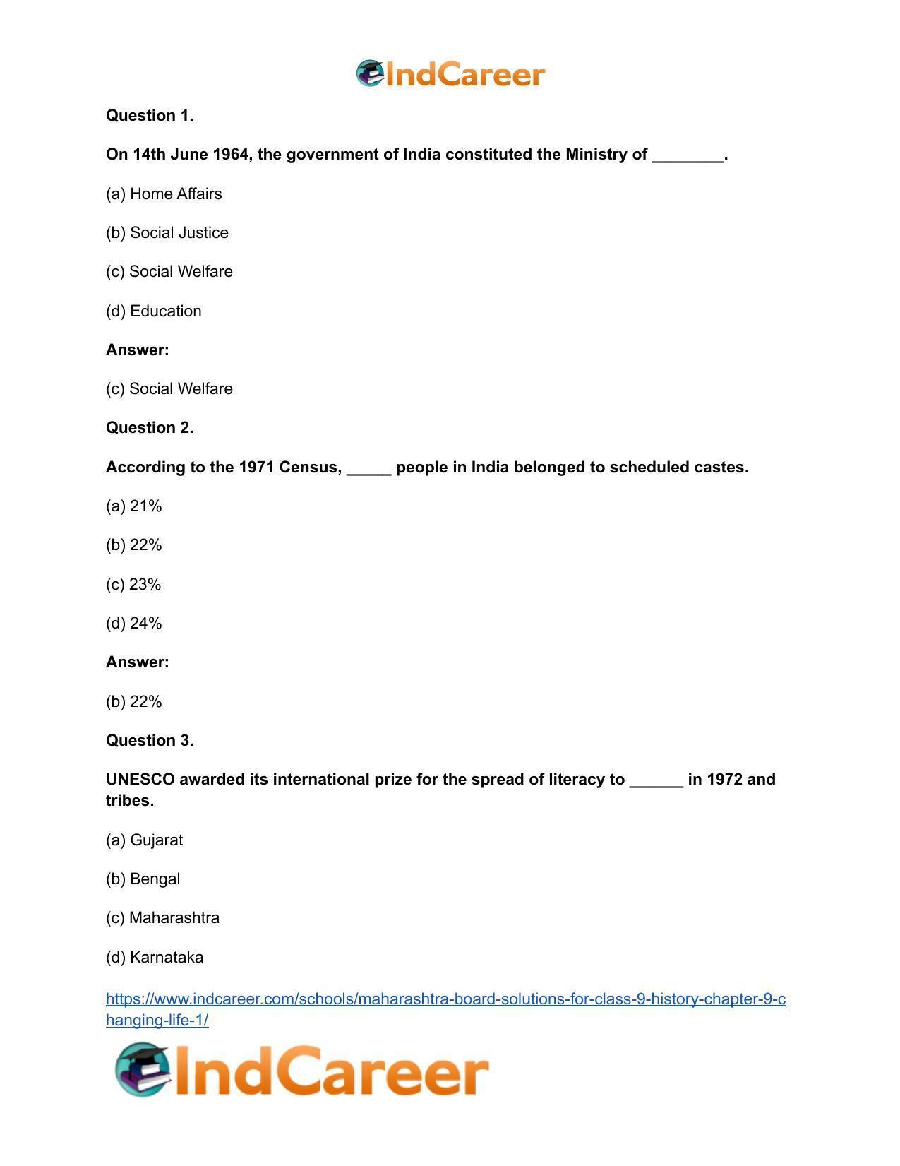 Maharashtra Board Solutions for Class 9- History: Chapter 9- Changing Life 1 - Page 8