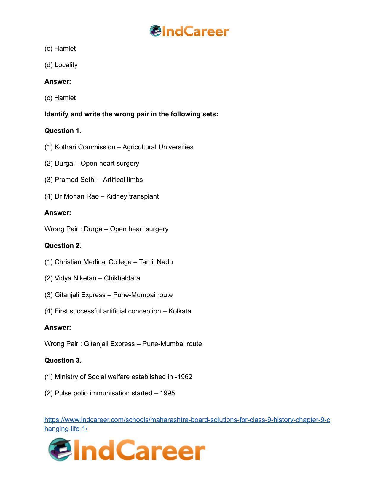 Maharashtra Board Solutions for Class 9- History: Chapter 9- Changing Life 1 - Page 10