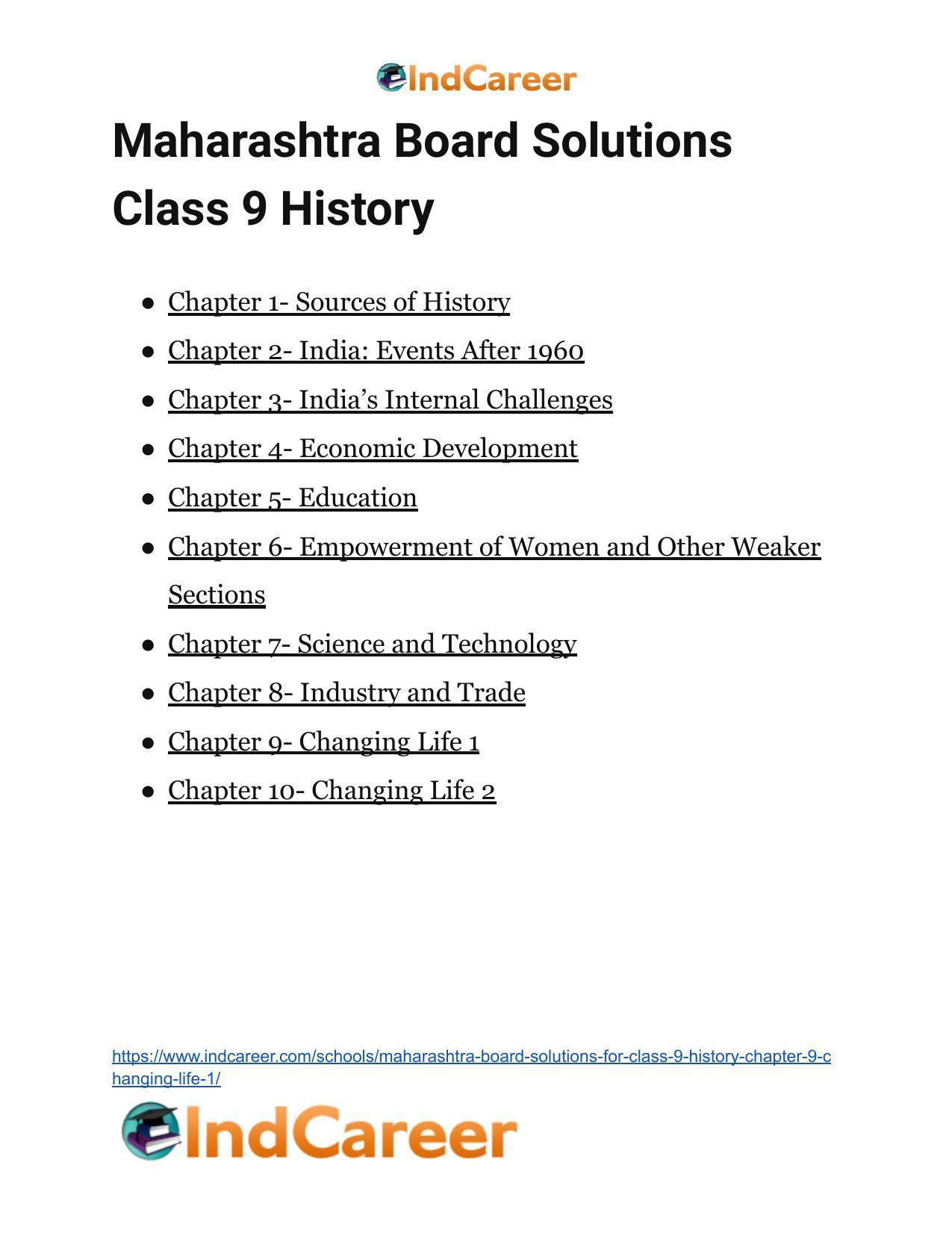 Maharashtra Board Solutions for Class 9- History: Chapter 9- Changing Life 1 - Page 21