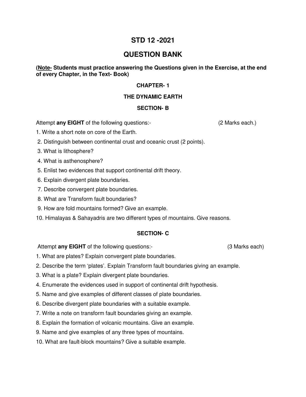 Maharashtra Board Class 12 Geology Sample Papers - Page 2
