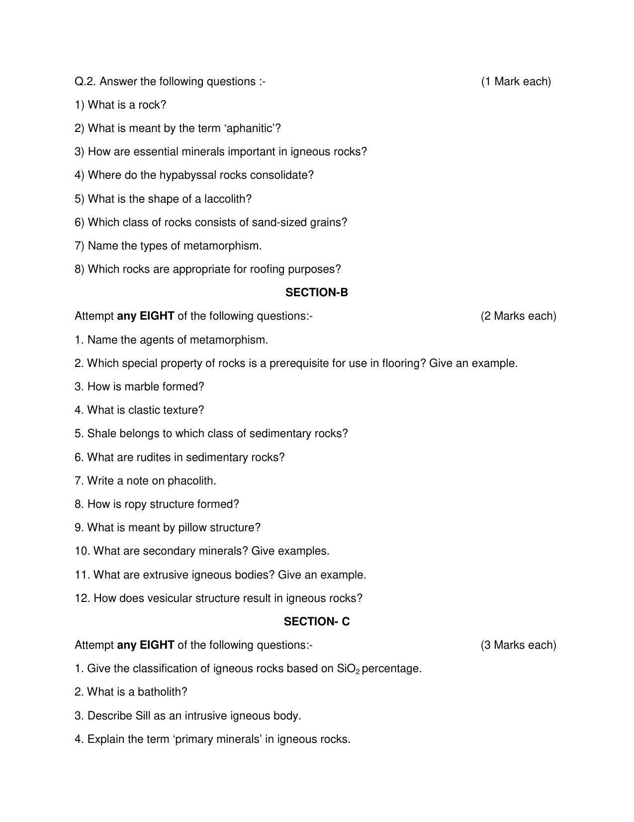 Maharashtra Board Class 12 Geology Sample Papers - Page 5