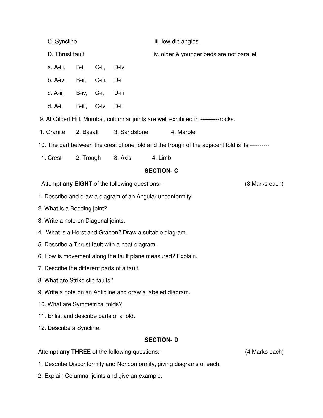 Maharashtra Board Class 12 Geology Sample Papers - Page 11