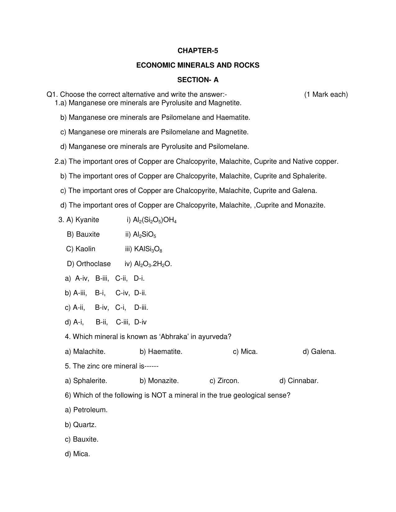 Maharashtra Board Class 12 Geology Sample Papers - Page 13