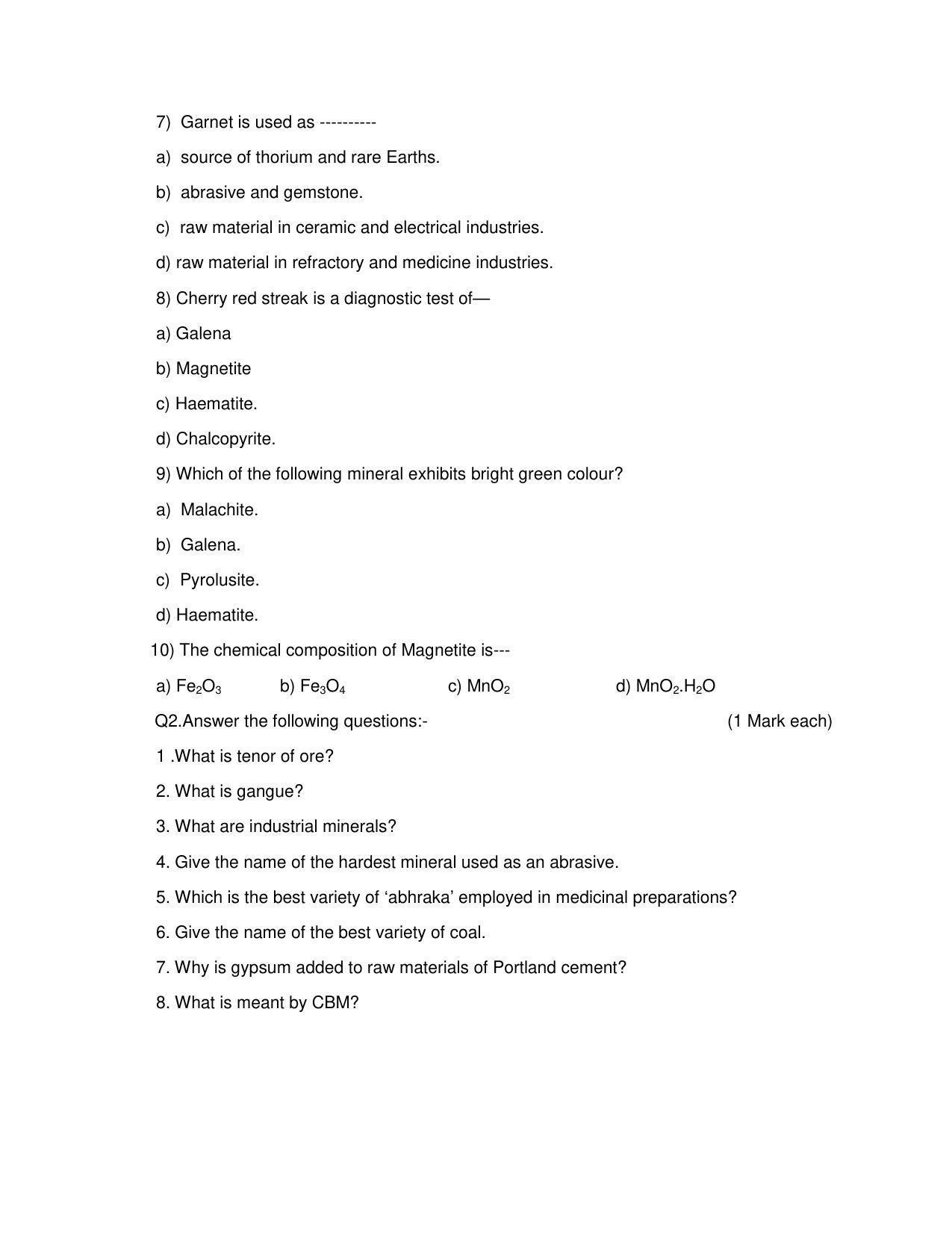 Maharashtra Board Class 12 Geology Sample Papers - Page 14