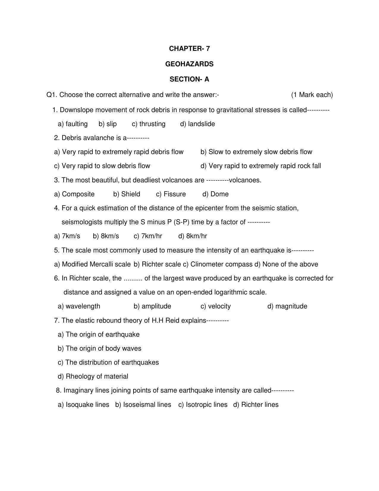 Maharashtra Board Class 12 Geology Sample Papers - Page 18