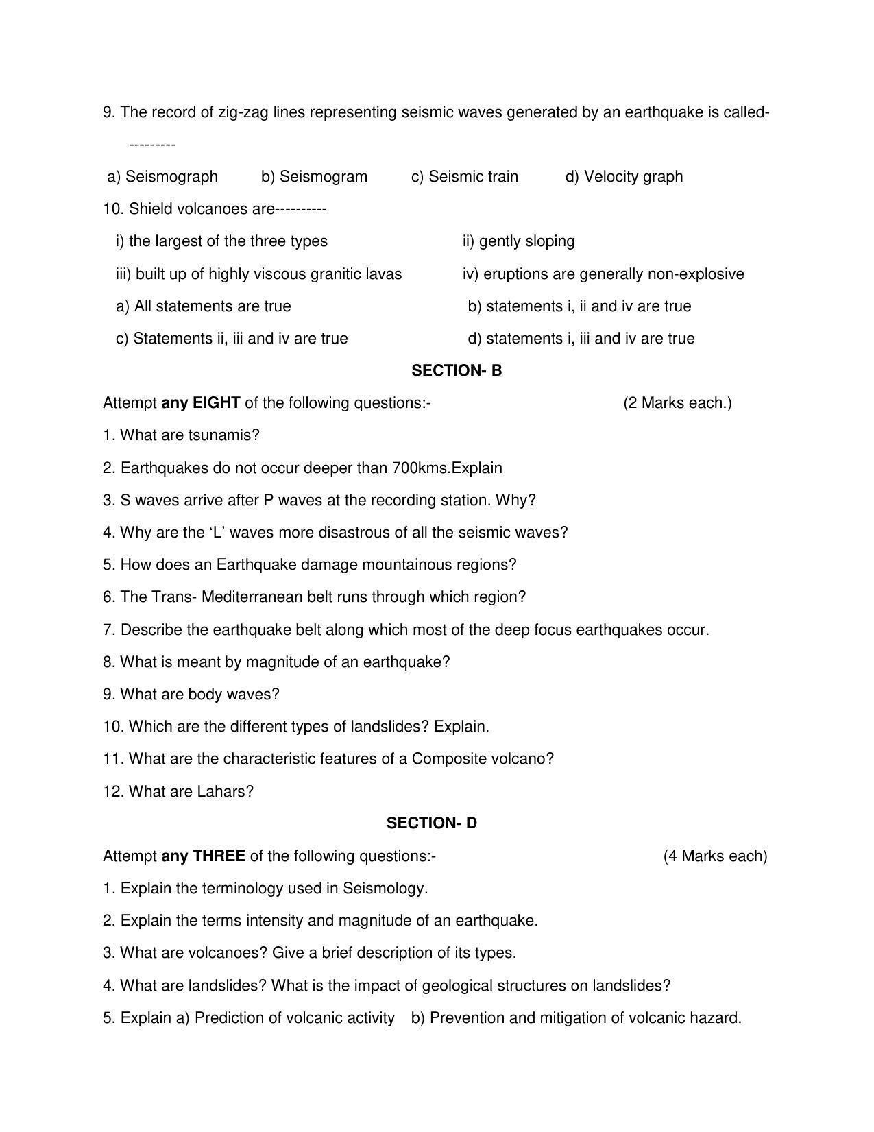 Maharashtra Board Class 12 Geology Sample Papers - Page 19
