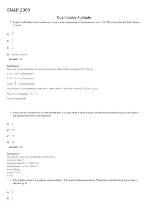 SNAP 2009 Question Paper with Solution