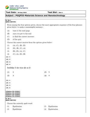 CUET (PG) 2022: PGQP-55 Materials Science and Nanotechnology (09-09-2022) Question Paper
