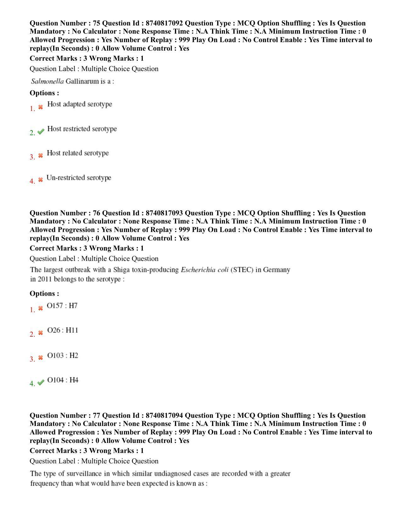 BHU RET Veterinary Public Health 2020 Question Paper - Page 42