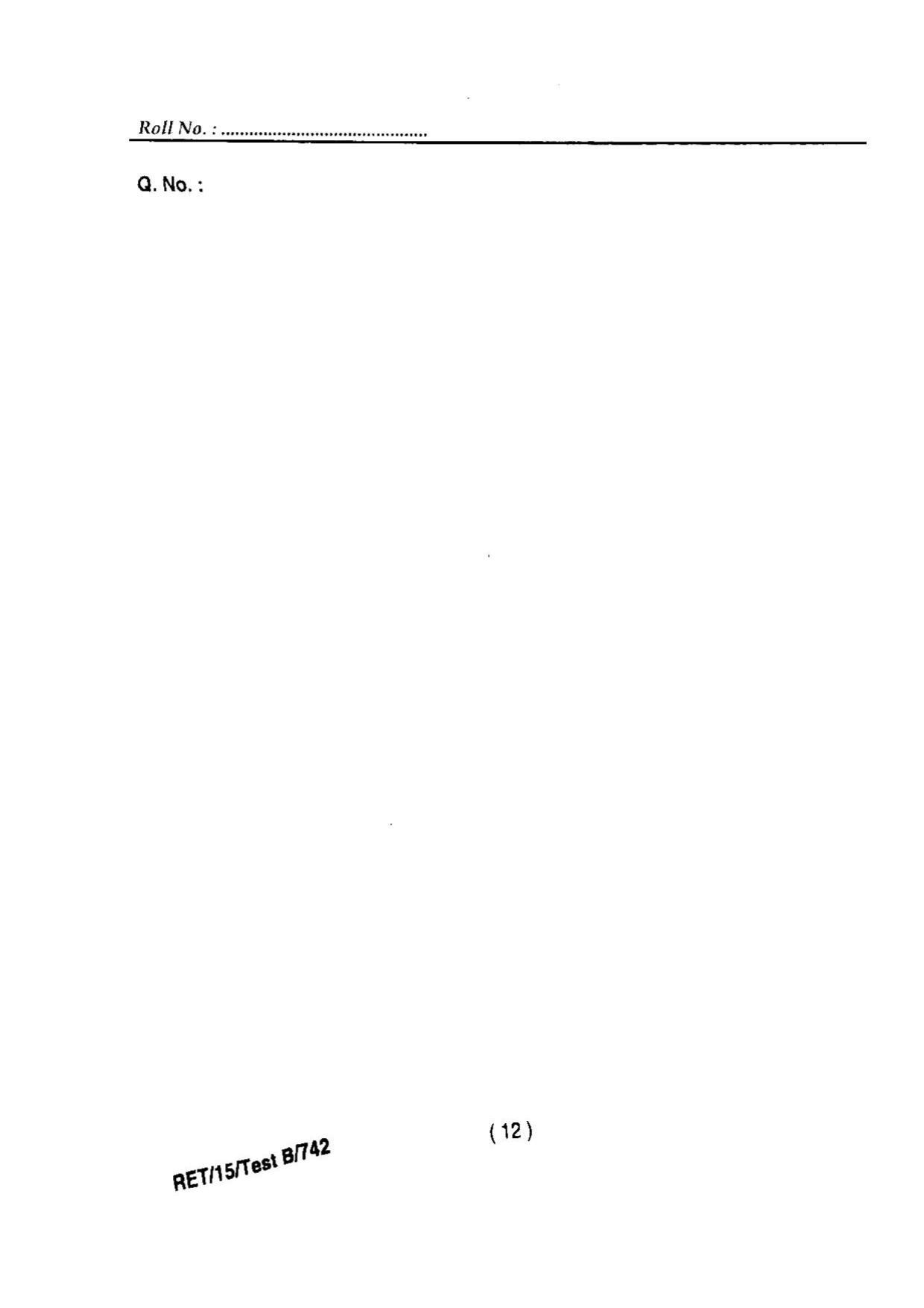 BHU RET ANIMAL HUSBANDRY & DAIRYING 2015 Question Paper - Page 14