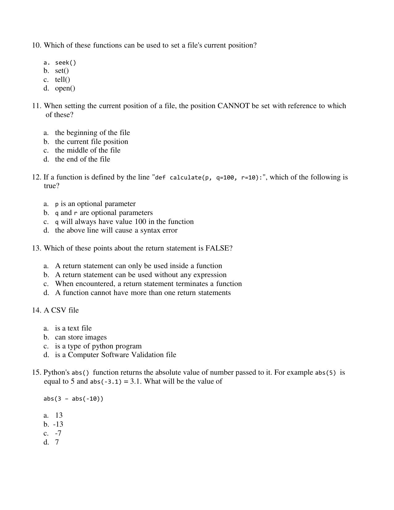 CBSE Class 12 Computer Science Term 1 Practice Questions 2021-22 - Page 3